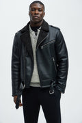 Knuckle Head Faux Leather Moto Jacket - Black