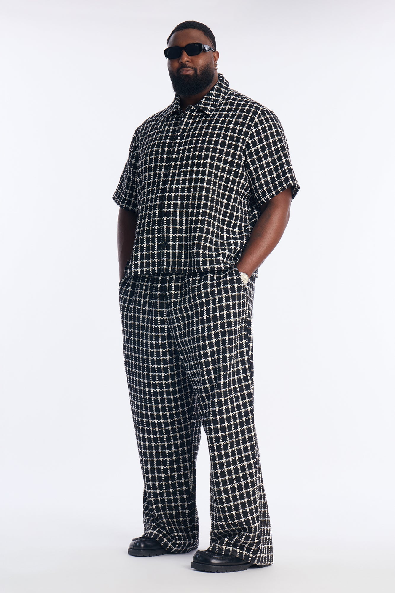 Baggy Theory Tweed Pant - Black