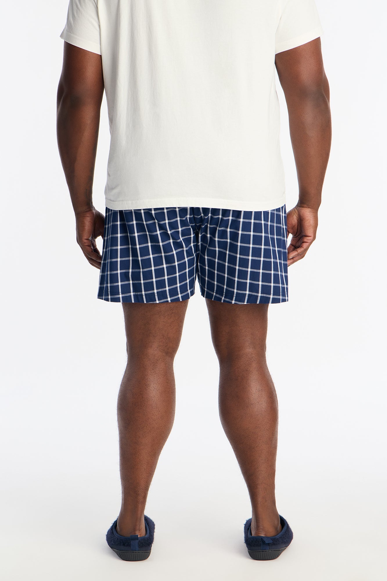 Subtle Plaid Cotton Boxer - Navy