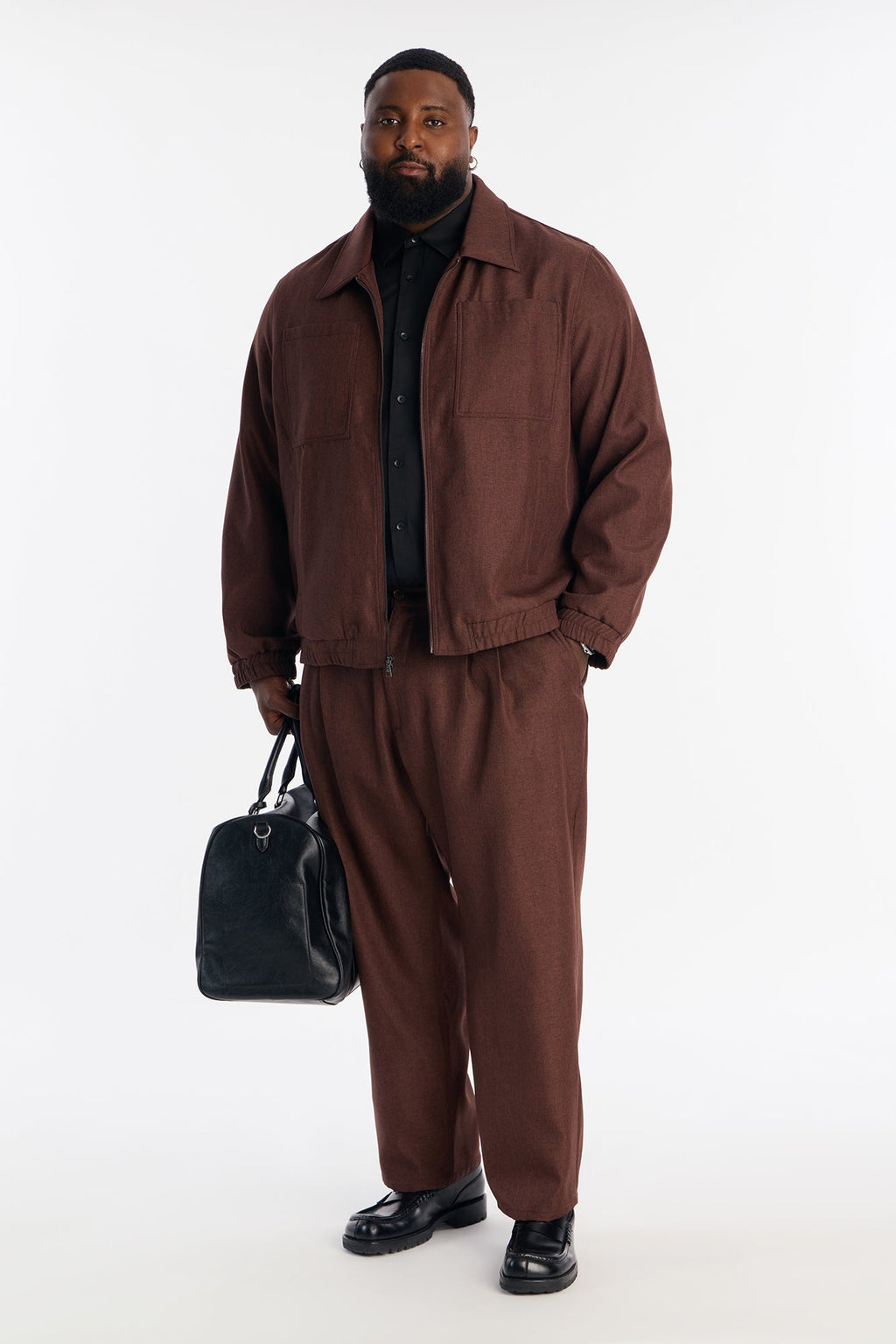 Relaxed Zip Tone Jacket - Brown