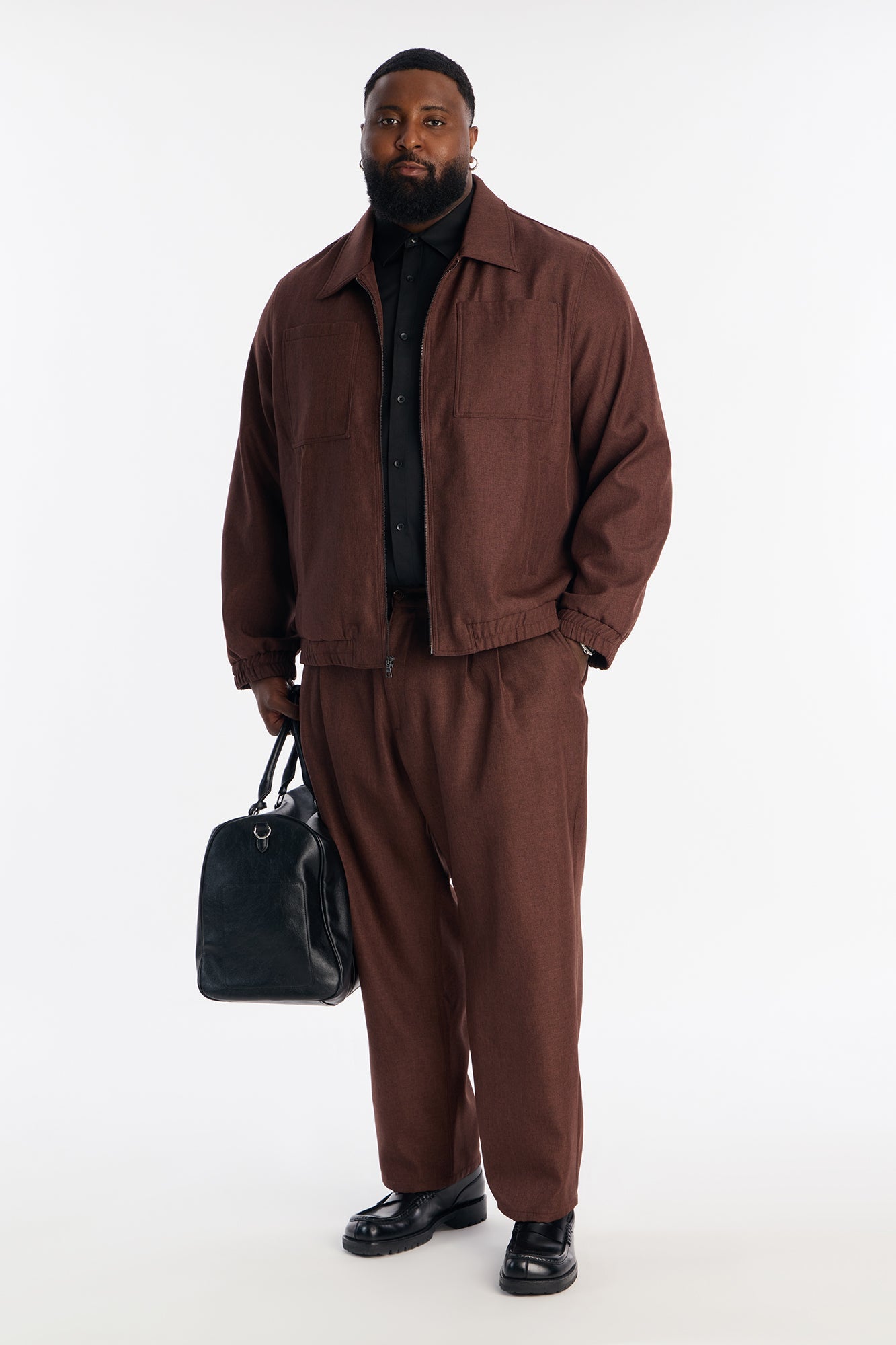 Relaxed Zip Tone Jacket - Brown