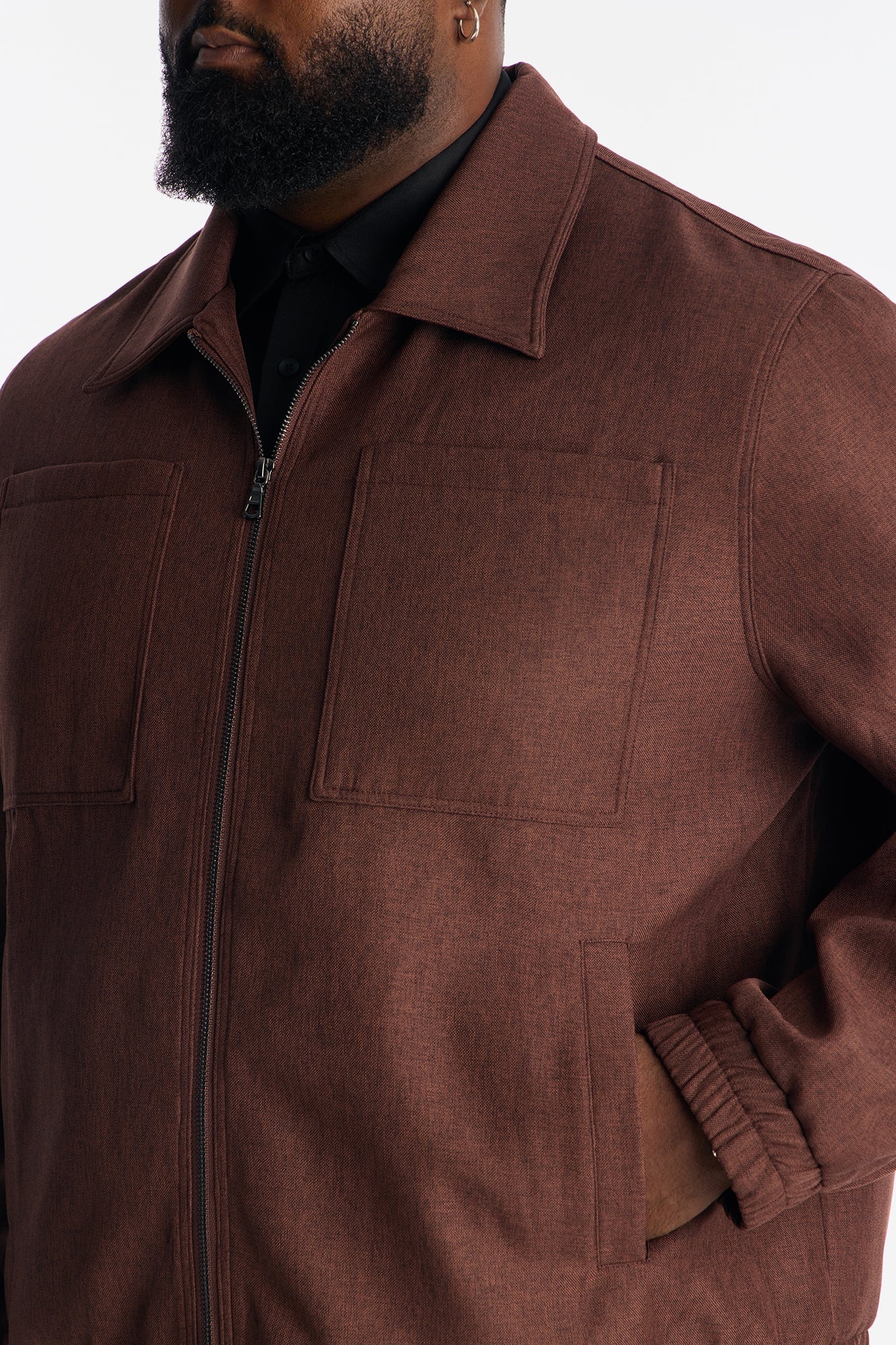 Relaxed Zip Tone Jacket - Brown