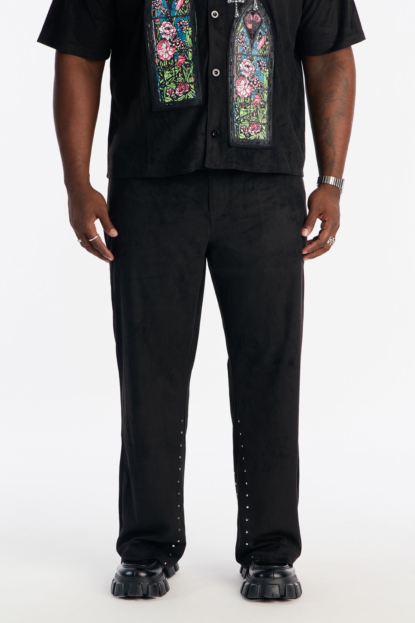 Slim Stained Truth Suede Pant - Black