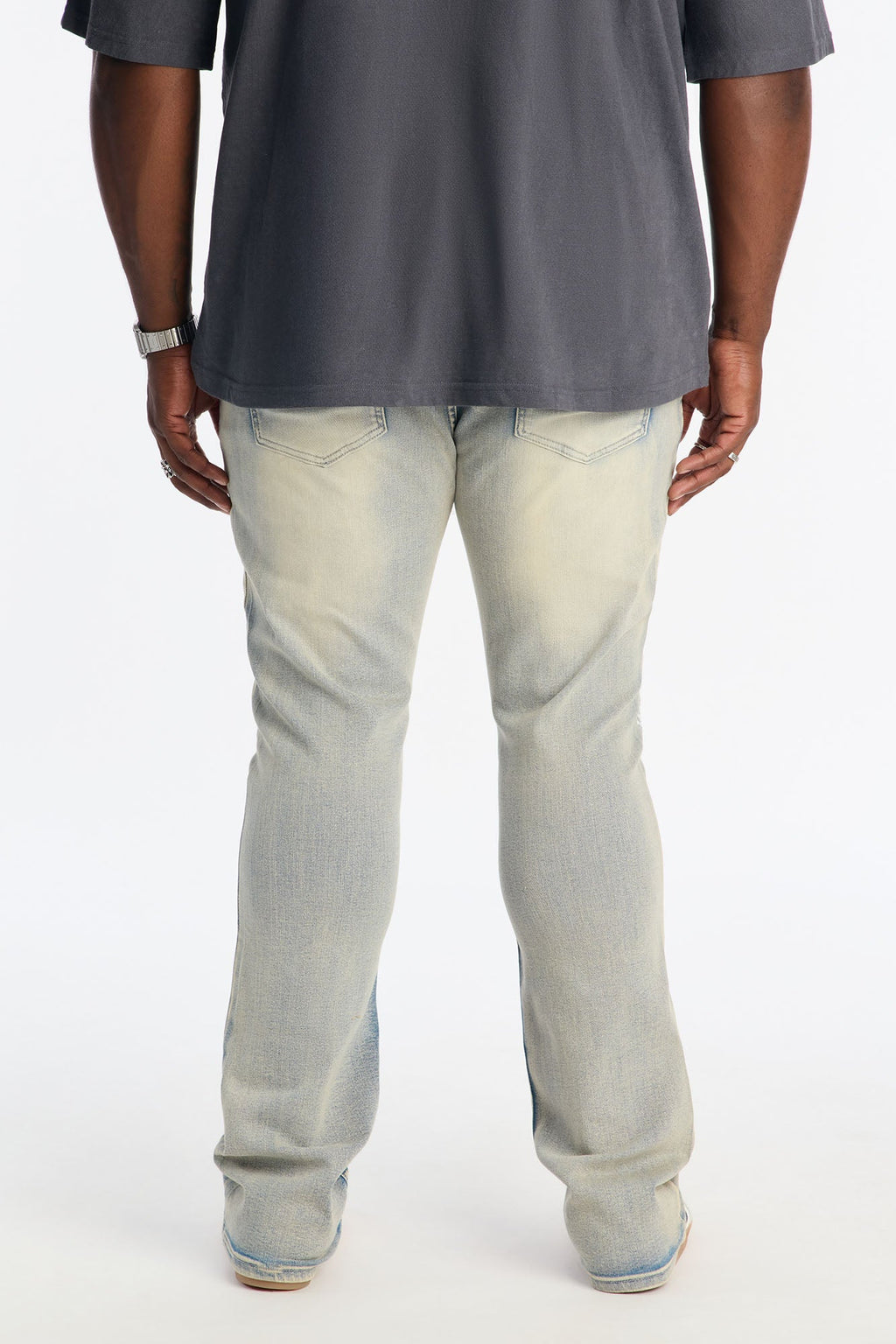 Stacked Skinny Flare Ice Star Pearl Jean - Light Wash