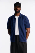 Shadow Button Striped Button Up - Navy