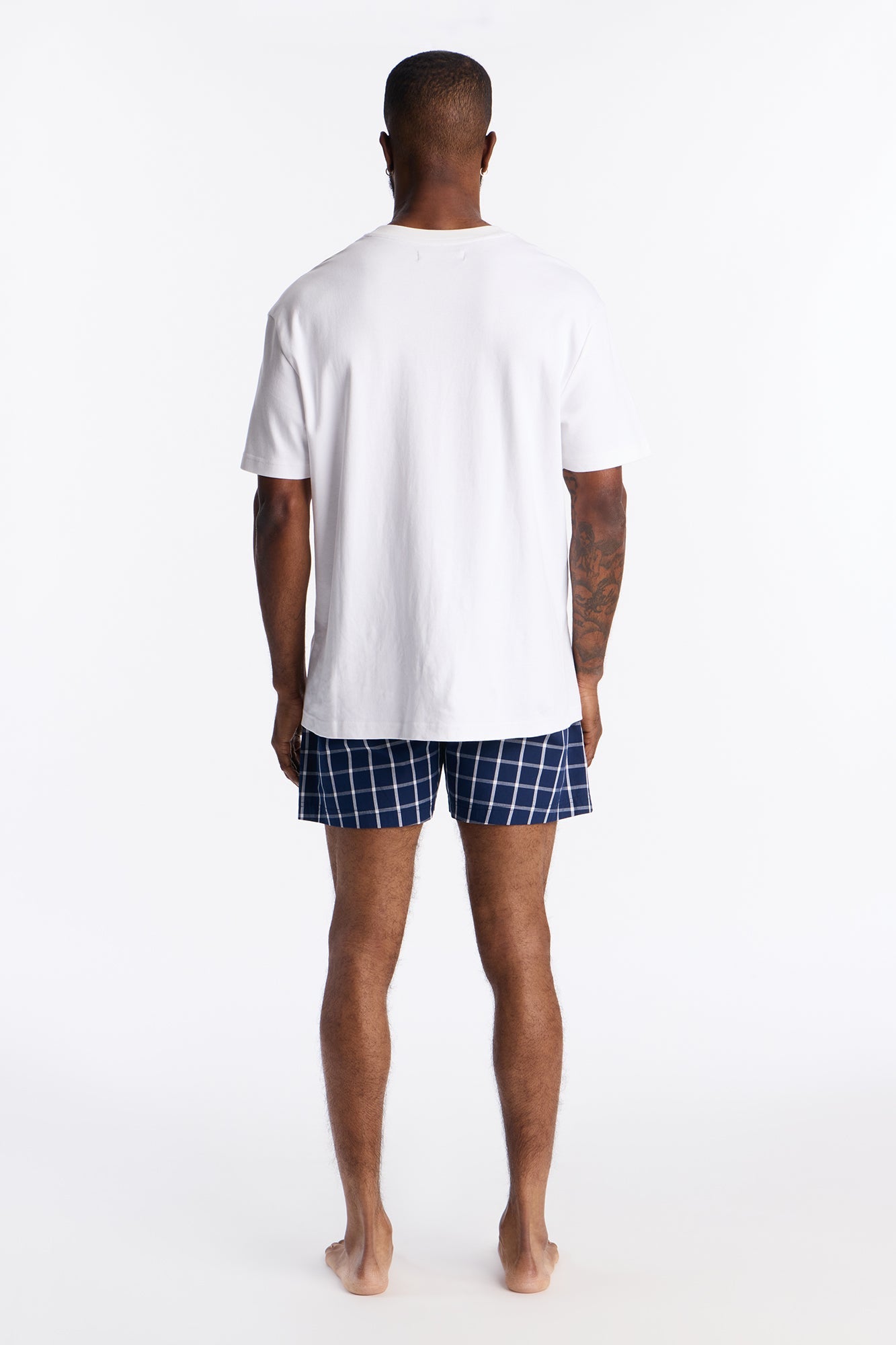 Subtle Plaid Cotton Boxer - Navy