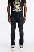 Skinny Distressed Garage Jeans - Black Wash