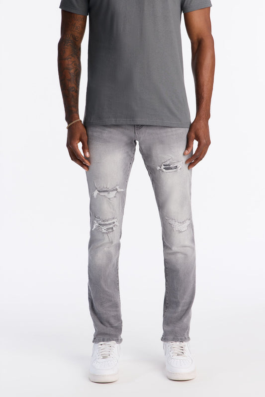 Skinny Distressed Worth It Jeans - Grey