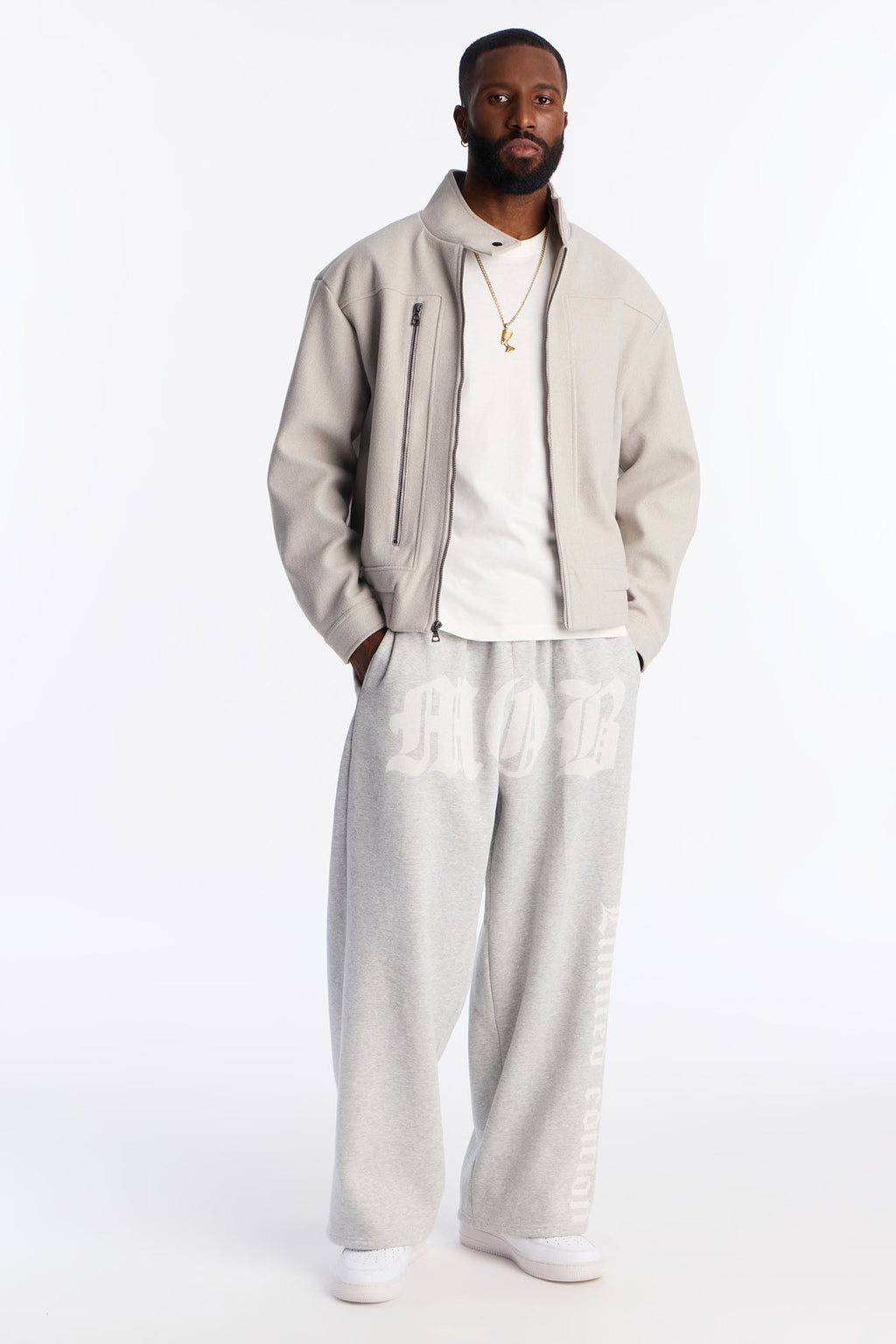 Mob Wide Leg Sweatpants - Grey