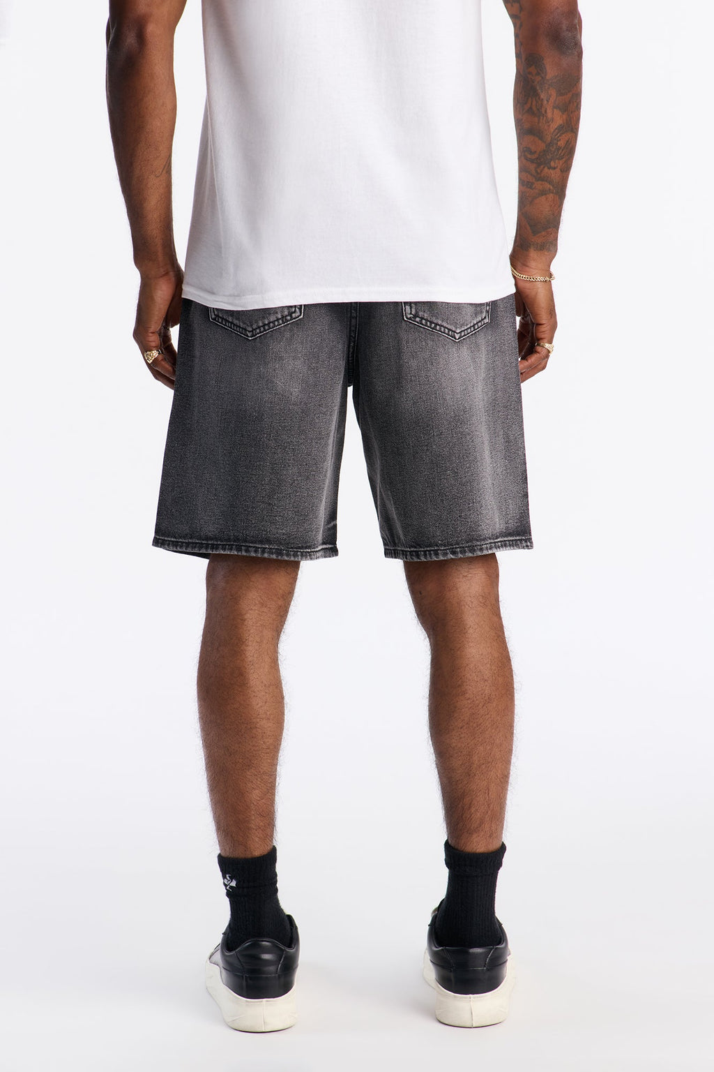 Relaxed Wish You Could Distressed Denim Shorts - Black Wash