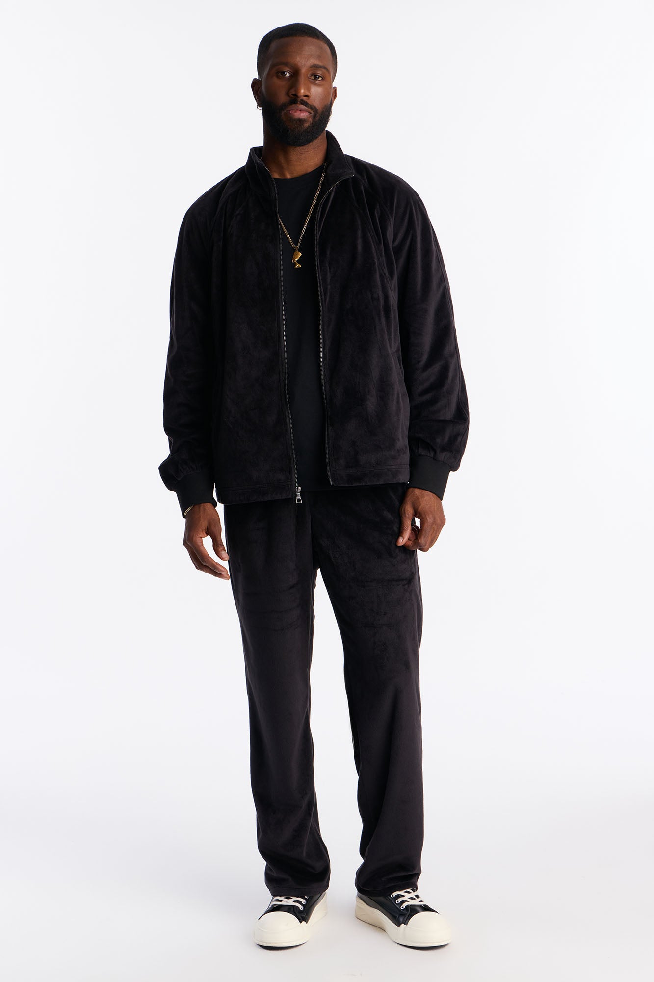 Velour Set It Up Track Jacket - Black