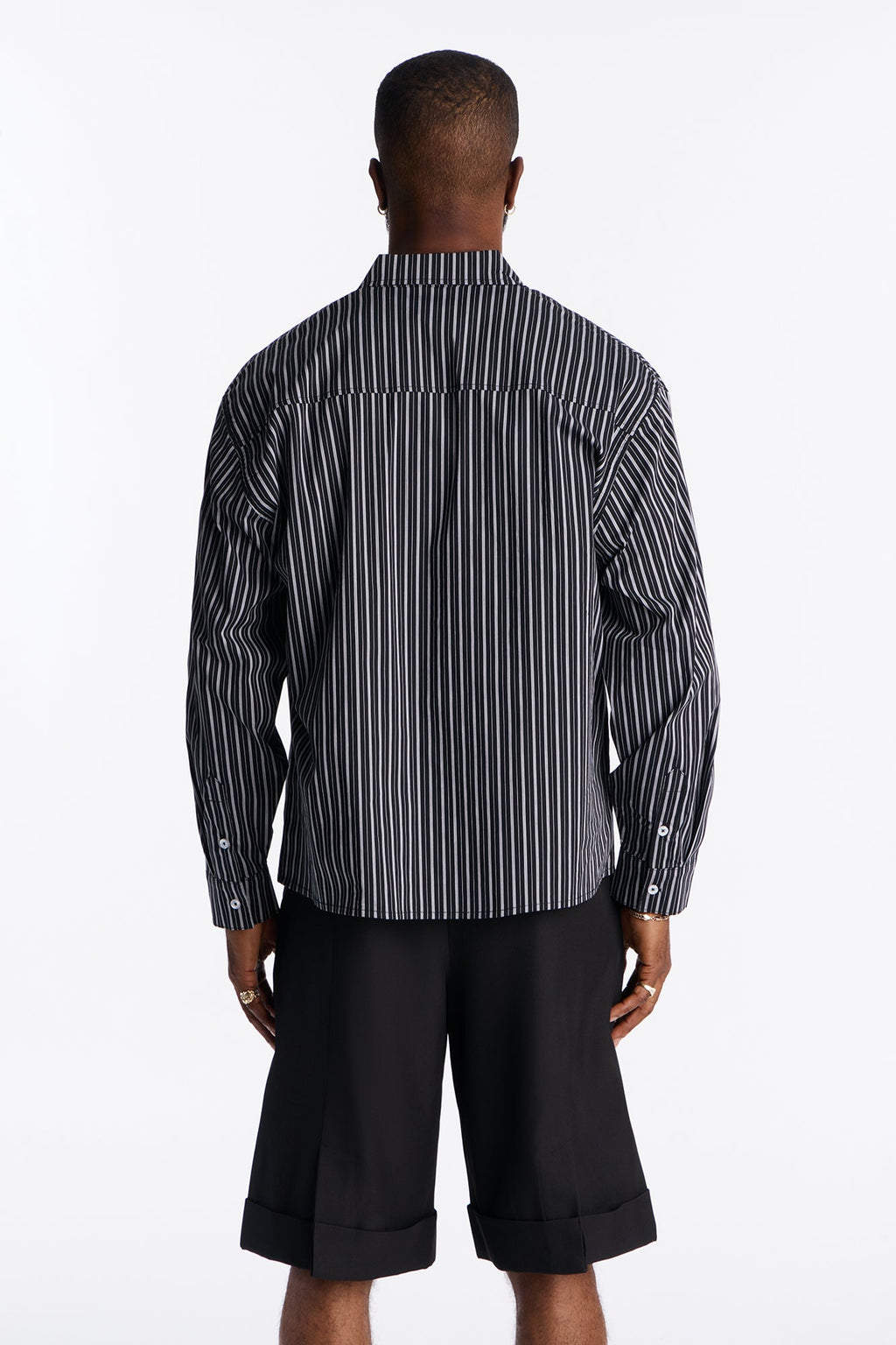 Santos Striped Button Up Shirt - Black/combo