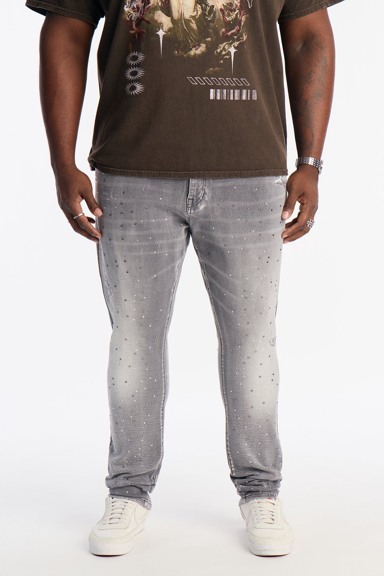 Stacked Skinny Froster Drip Jean - Grey