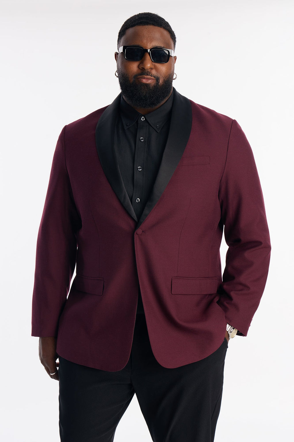 Belcourt Shawl Collar Blazer - Burgundy