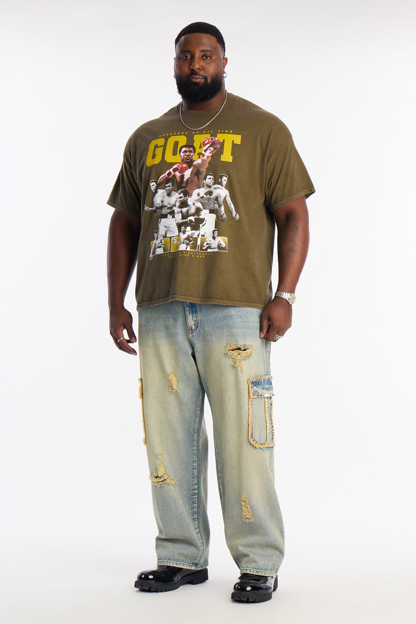 Baggy Studded Way Cargo Jean - Vintage Wash