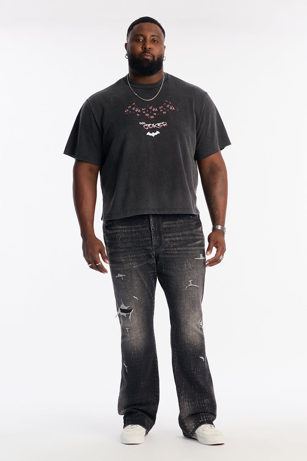 Oversized Joker Anarchy Short Sleeve Fleece Tee - Black Wash