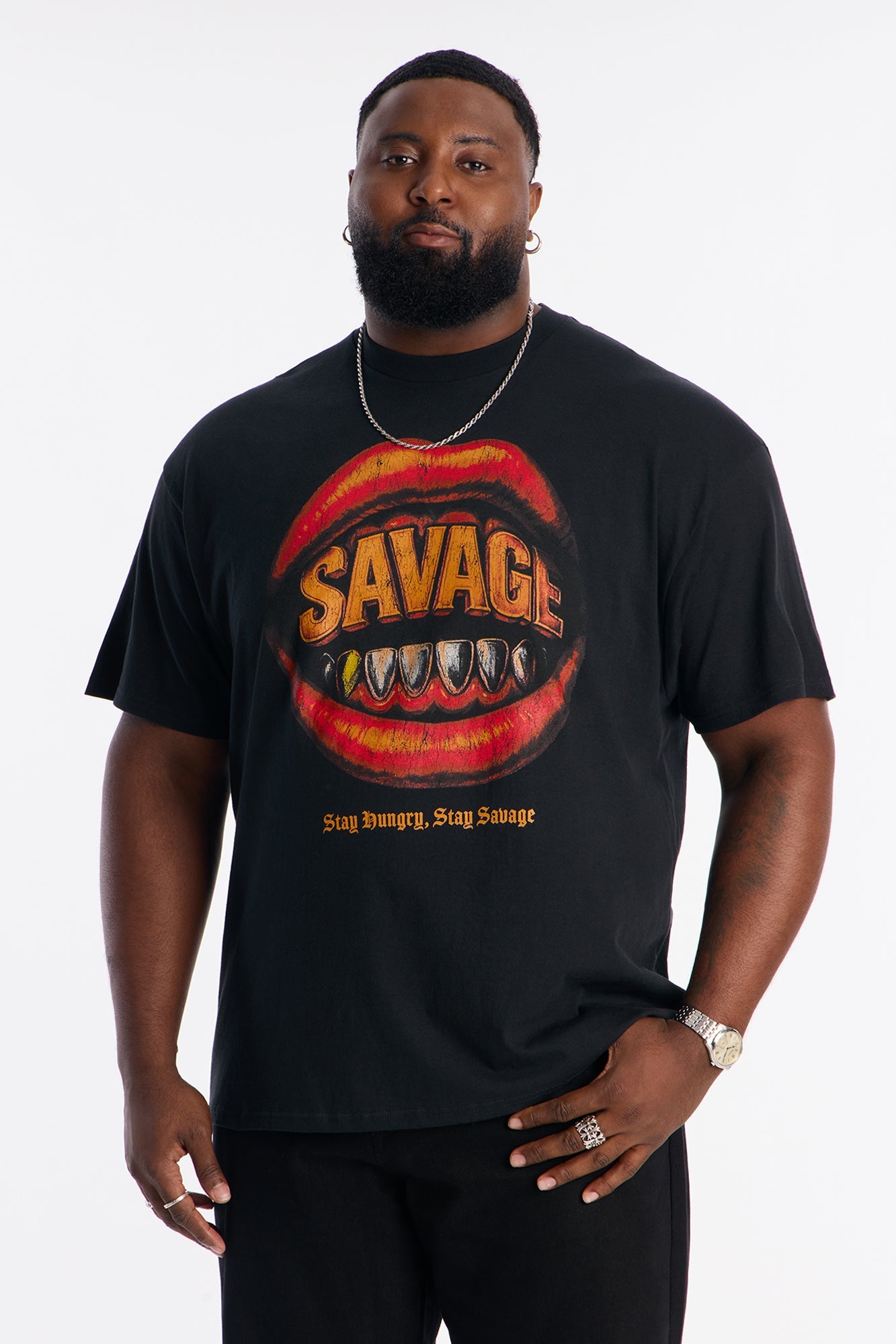 Stay Hungry Stay Savage Short Sleeve Tee - Black