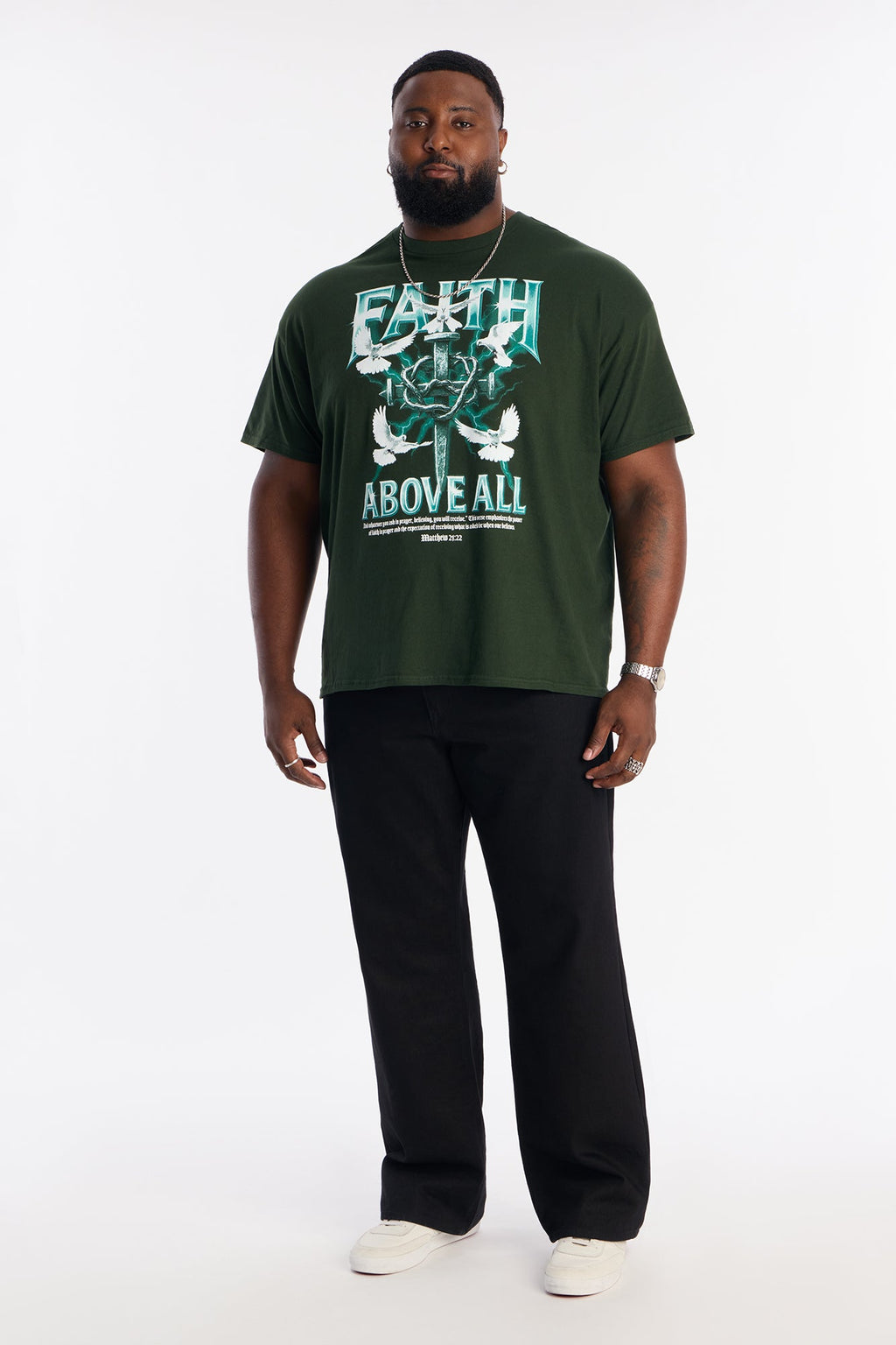 Faith Above All And Forever Short Sleeve Tee - Green
