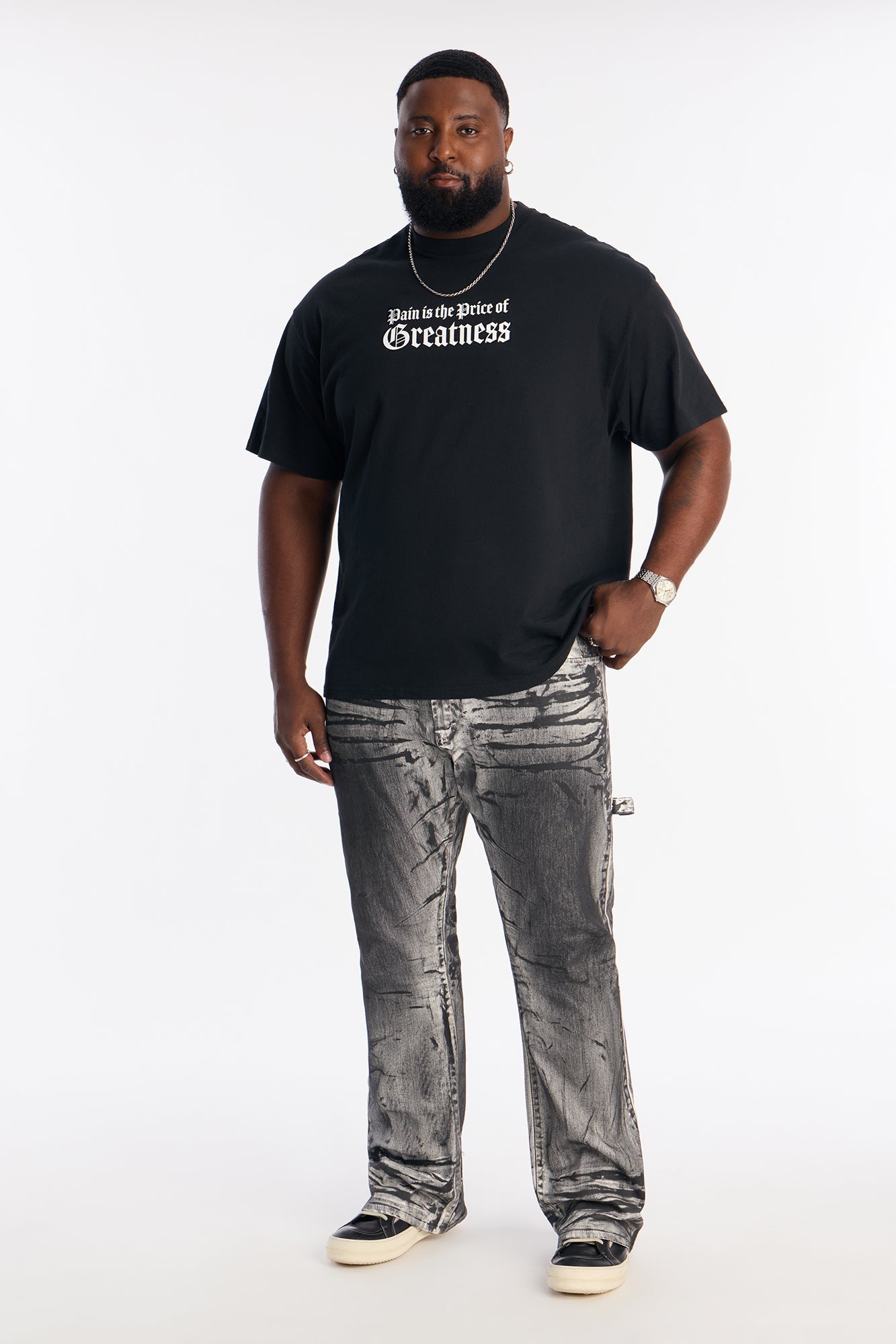 Stacked Skinny Flare Marble Vice Jean - Black/White