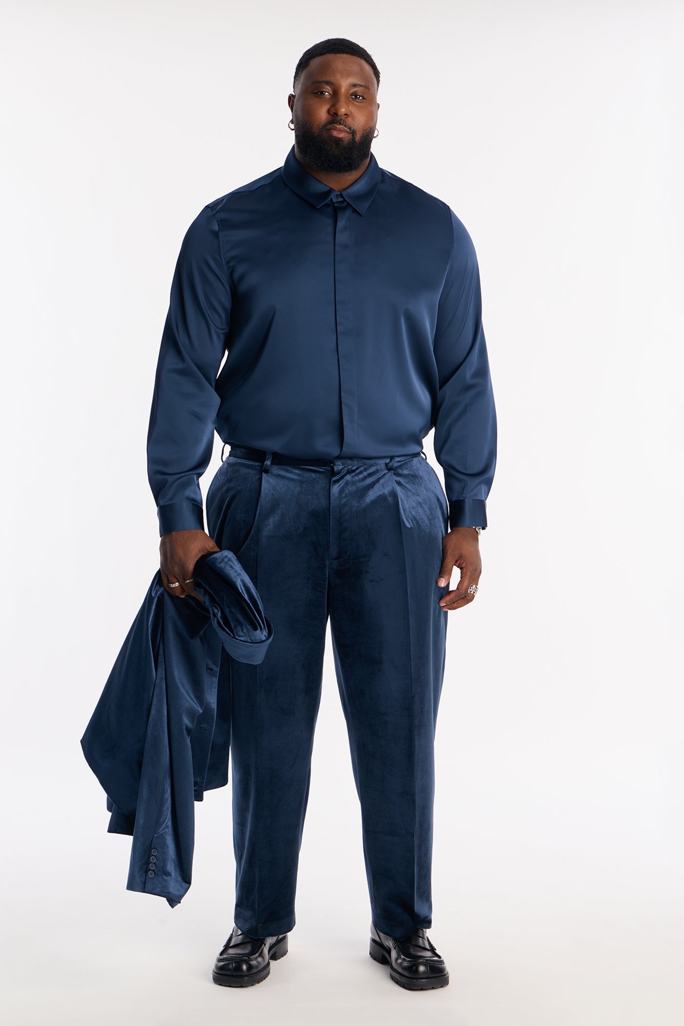 Luxe Easy Flow Button Up Shirt - Navy
