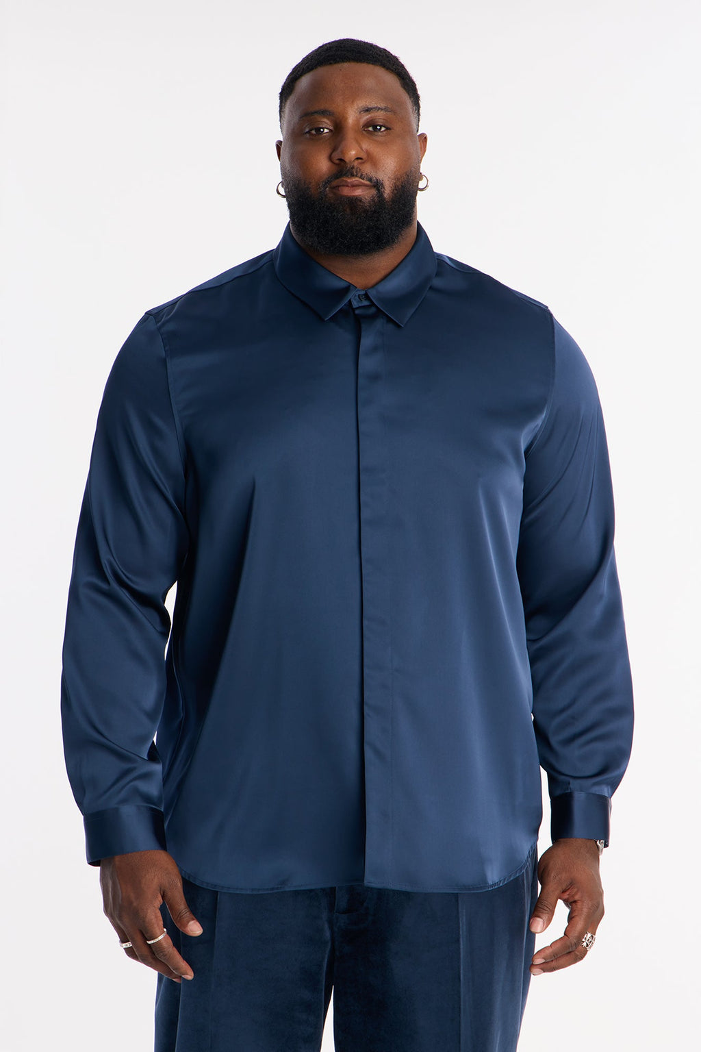 Luxe Easy Flow Button Up Shirt - Navy