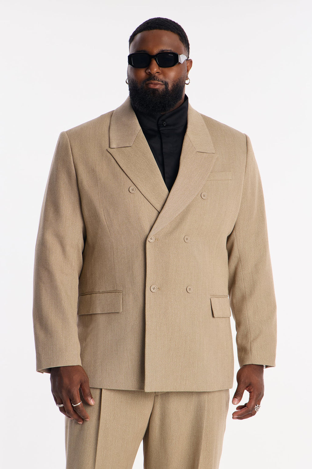 Relaxed Double Breasted Galaxy Blazer - Taupe