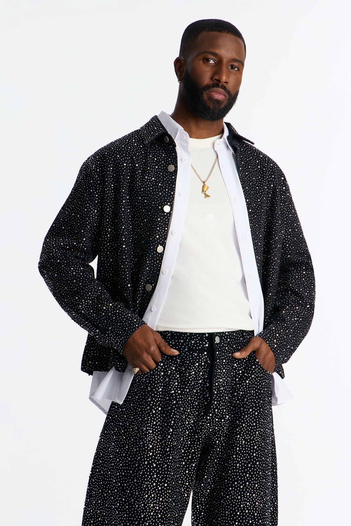 Iced Obsidian Button Up - Black