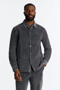 Chi Town Corduroy Button Up Shirt - Acid Wash Black