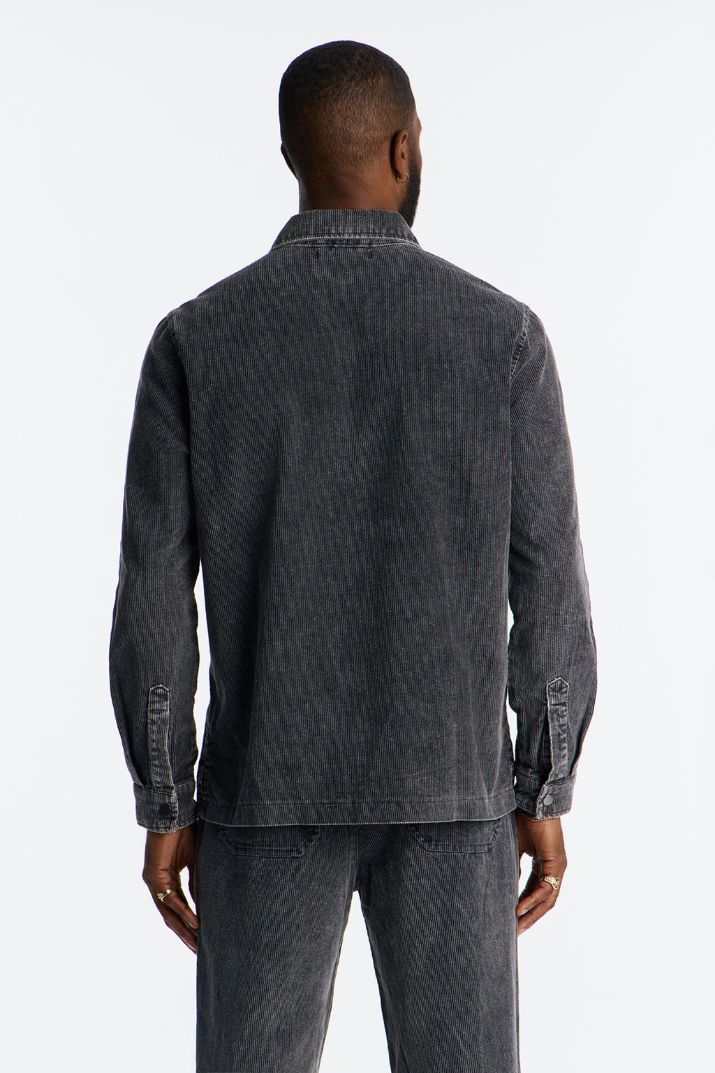Chi Town Corduroy Button Up Shirt - Acid Wash Black