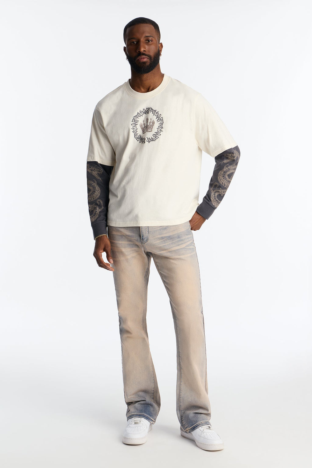 King Type Shii 2fer Long Sleeve Tee - White