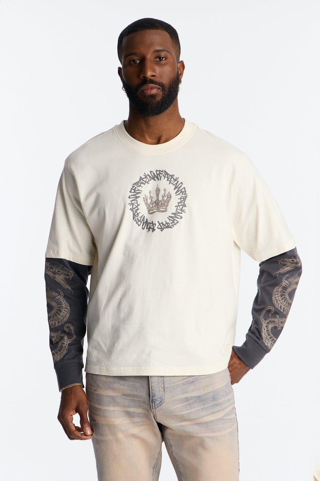 King Type Shii 2fer Long Sleeve Tee - White