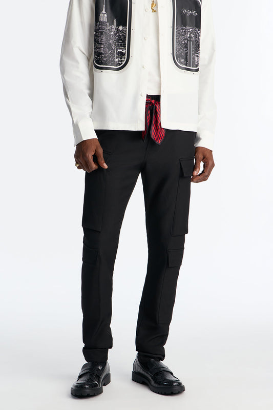 Skinny Stacked Sentinel Multi Pocket Pant - Black