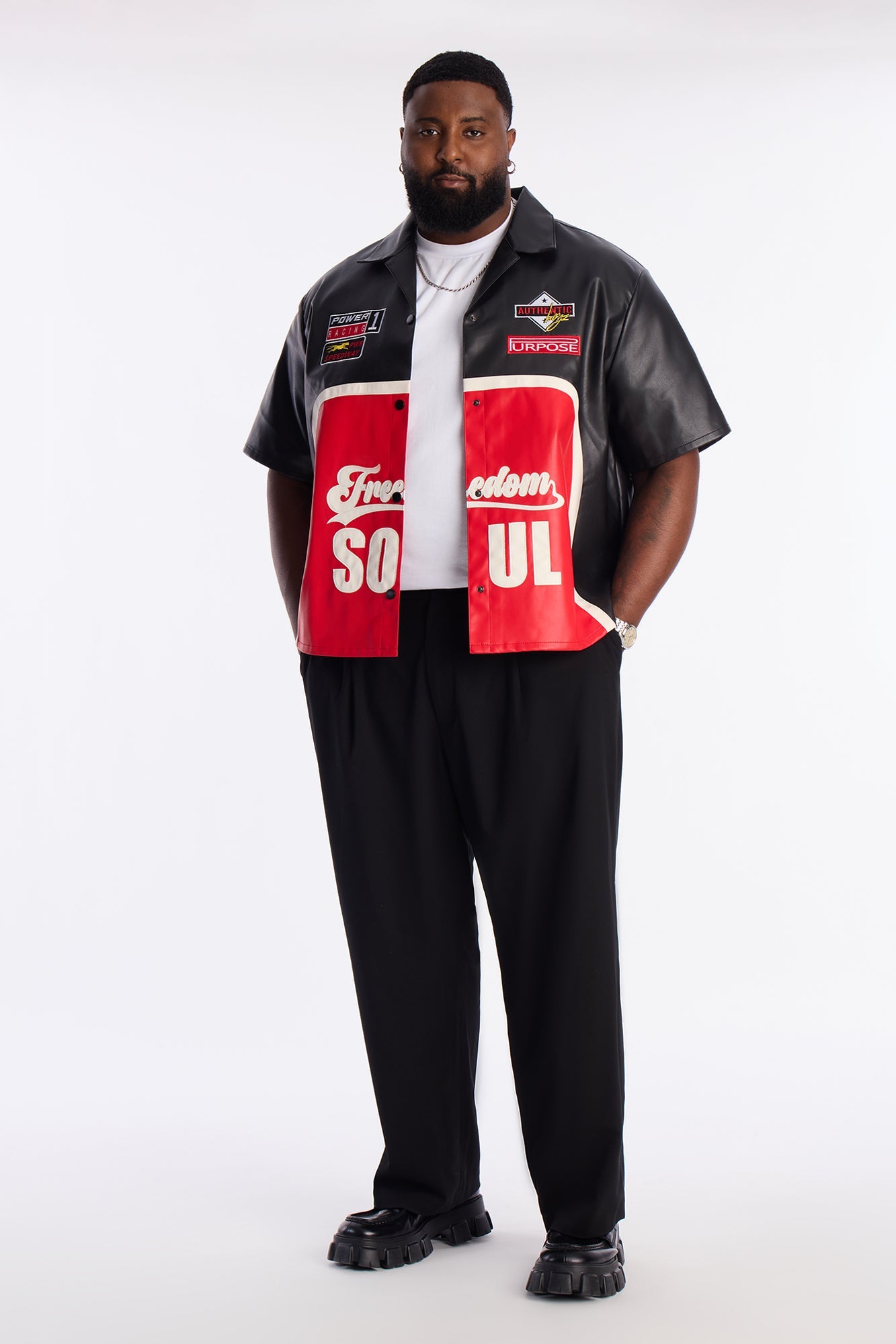 Freedom Soul Short Sleeve Cuban Shirt - Black