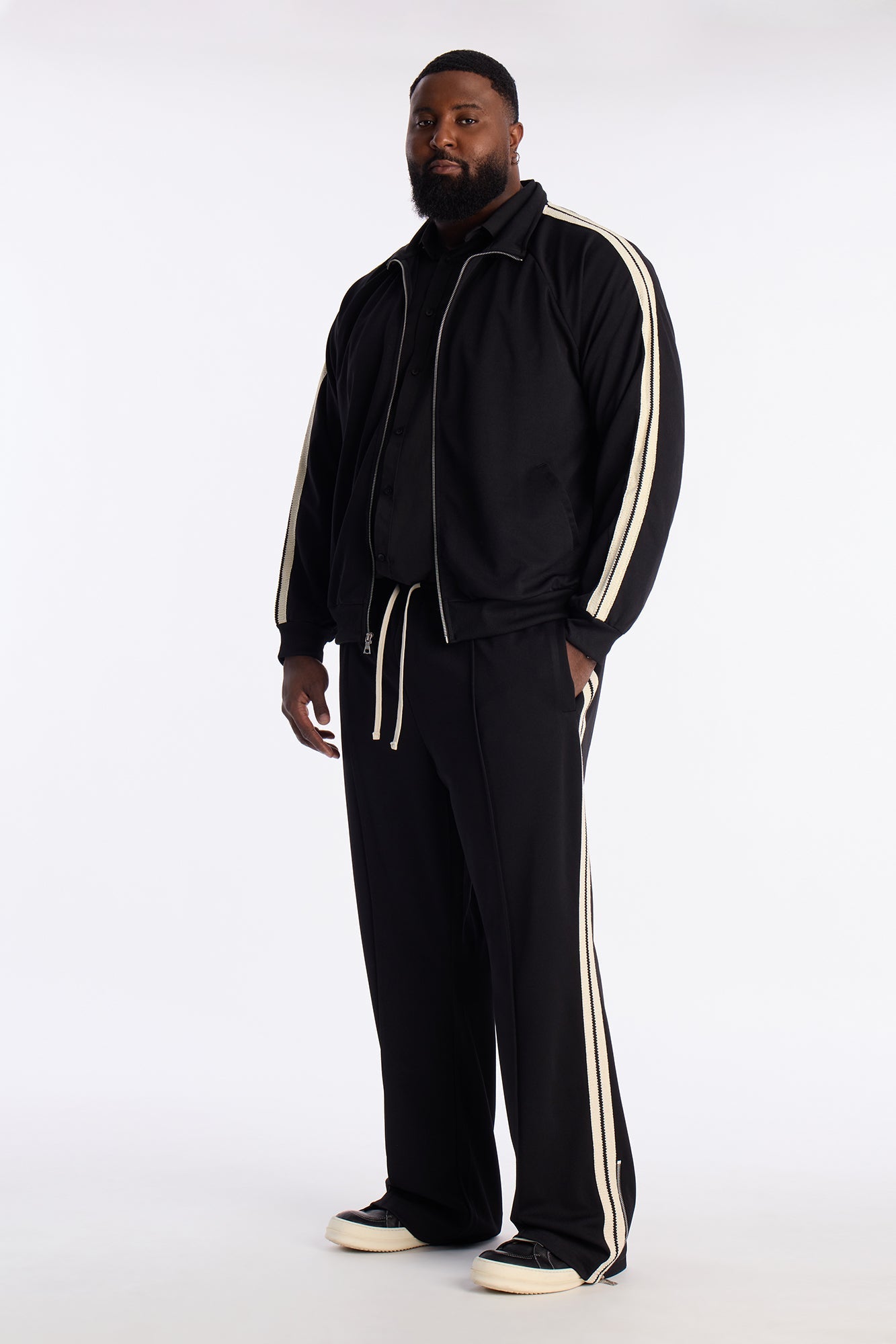 Dennis Slim Flare Track Pant - Black