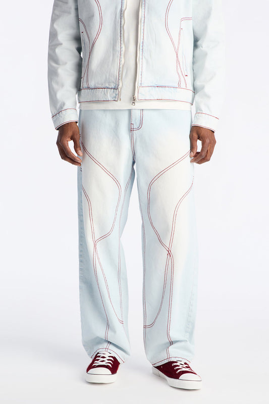 Baggy Thick Thread Jean - Light Wash