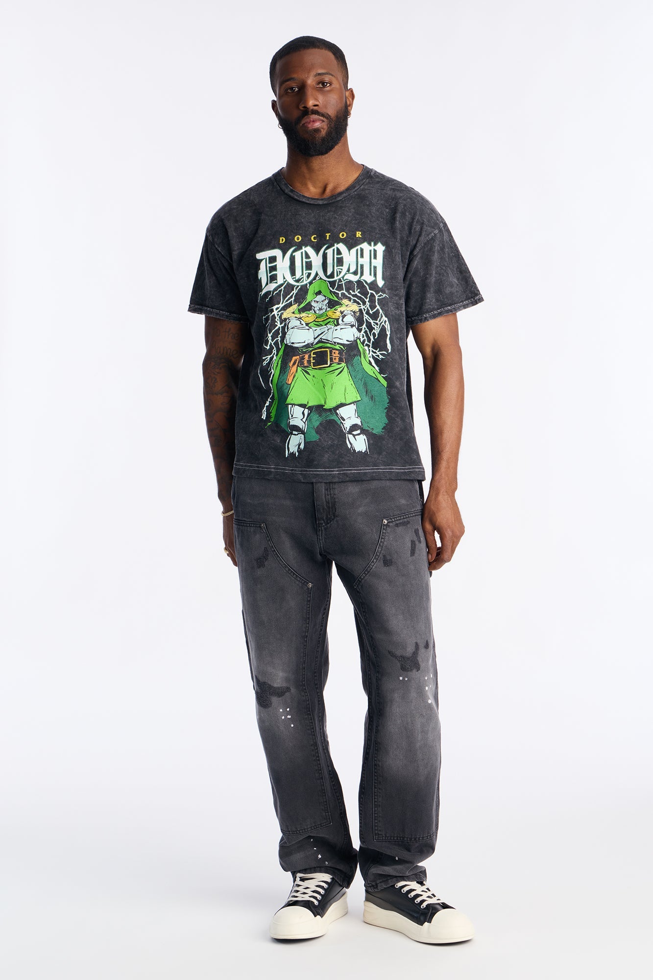 Marvel Doctor Doom Vintage Oversized Short Sleeve Tee - Black Wash