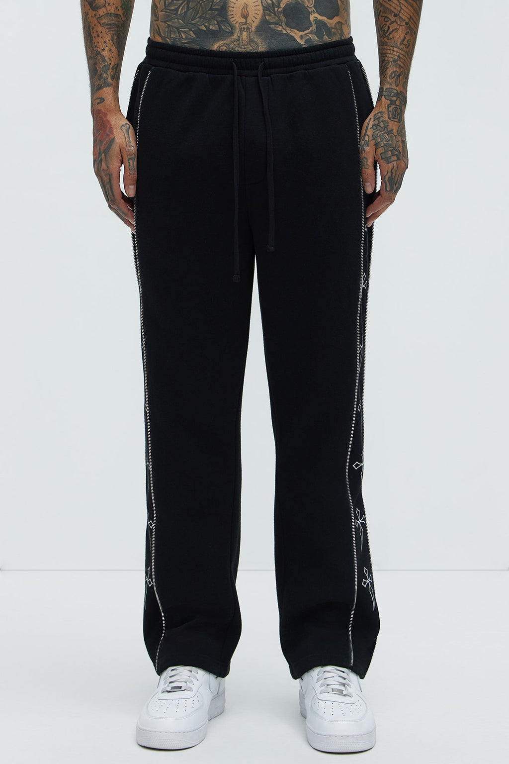 Tyson Cross Straight Sweatpants - Black