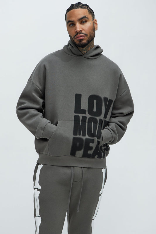 Tyson Spray Paint Oversized Hoodie - Grey/combo
