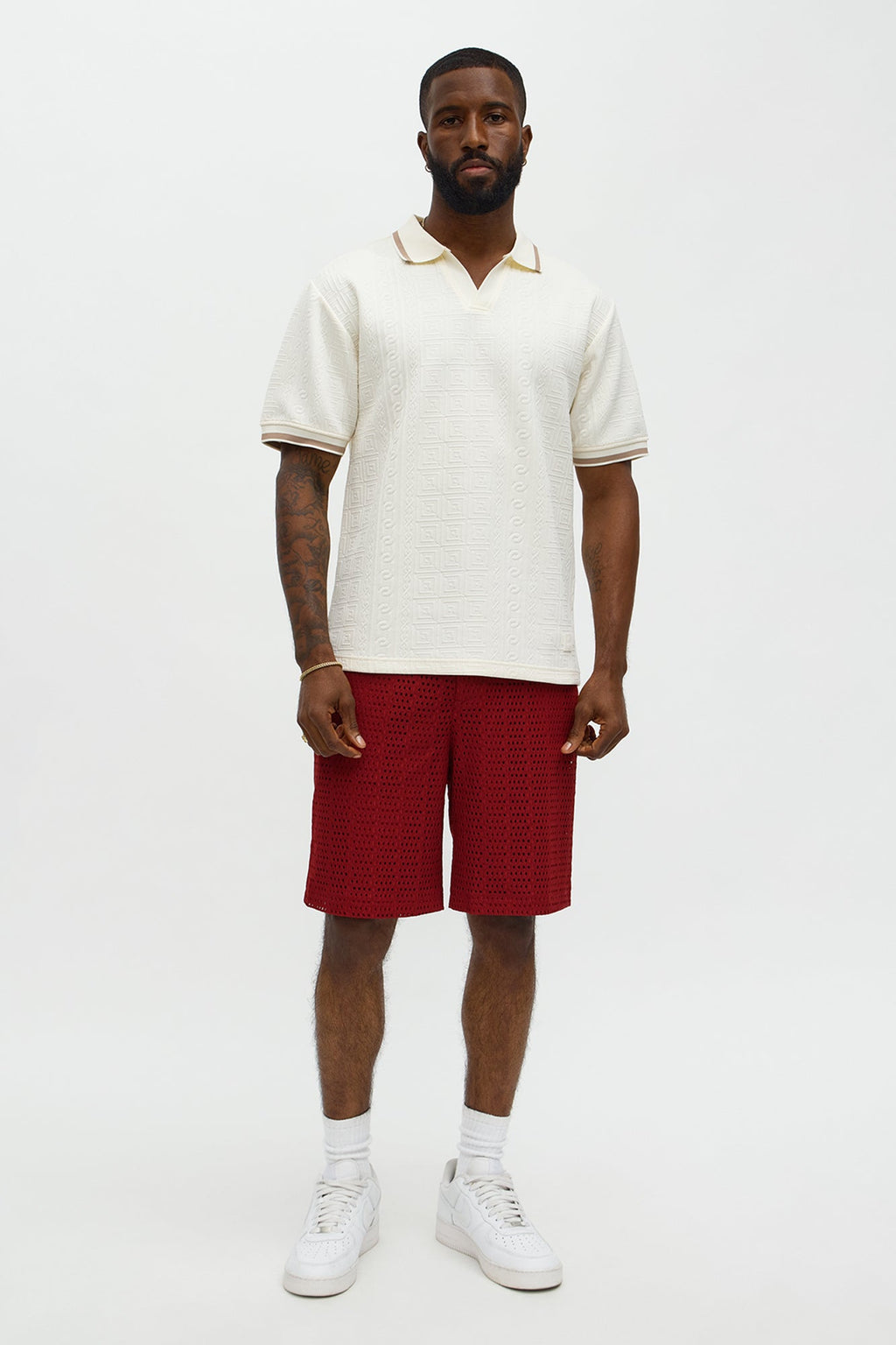 Versailles Grid Polo - Cream