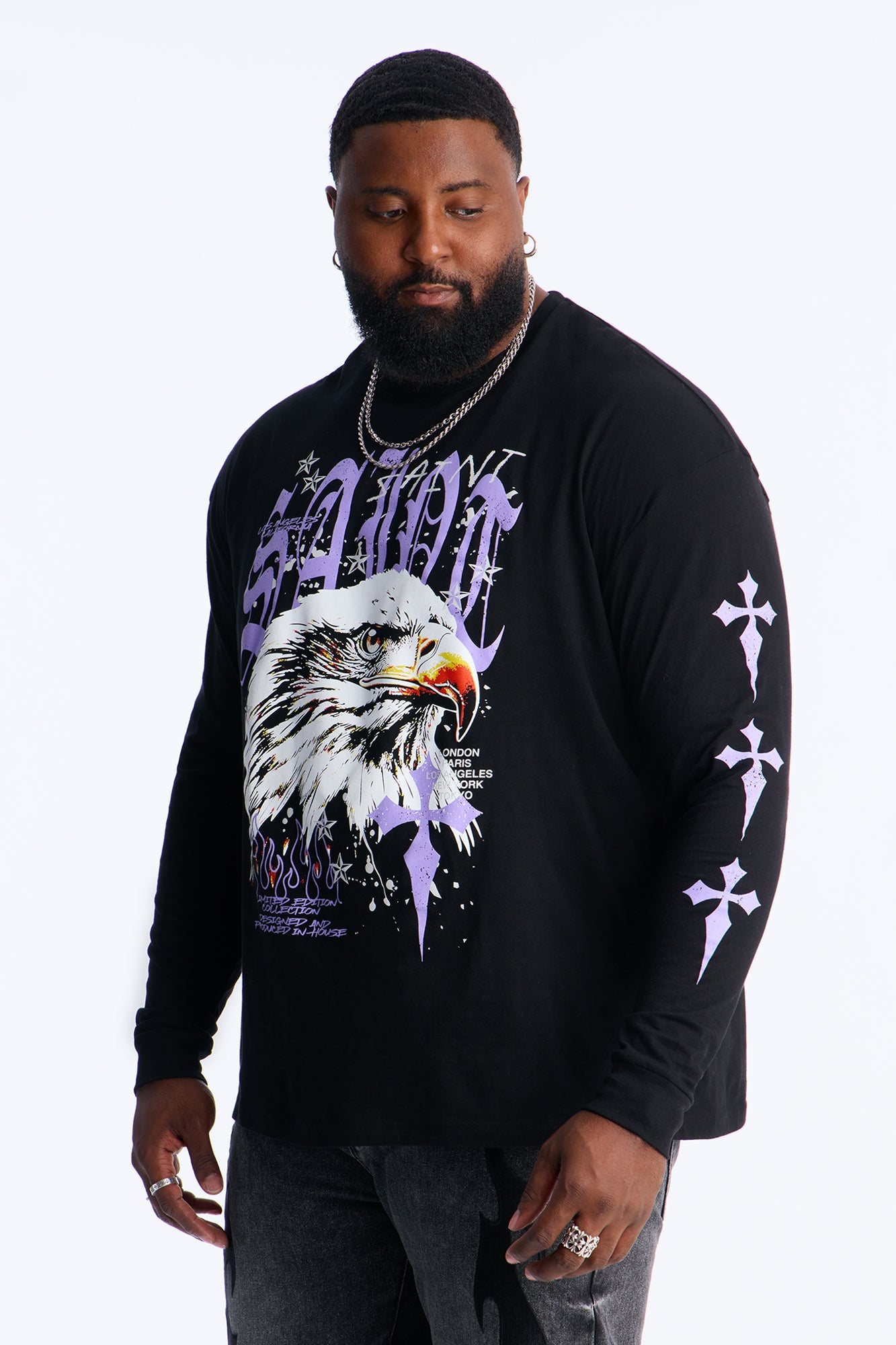 Saint Crosses Long Sleeve Tee - Black