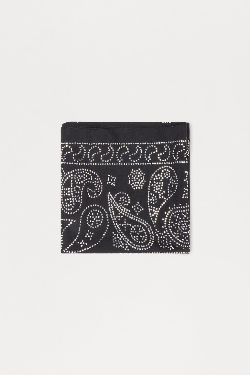 Rhinestone Embellished Paisley Bandana - Black