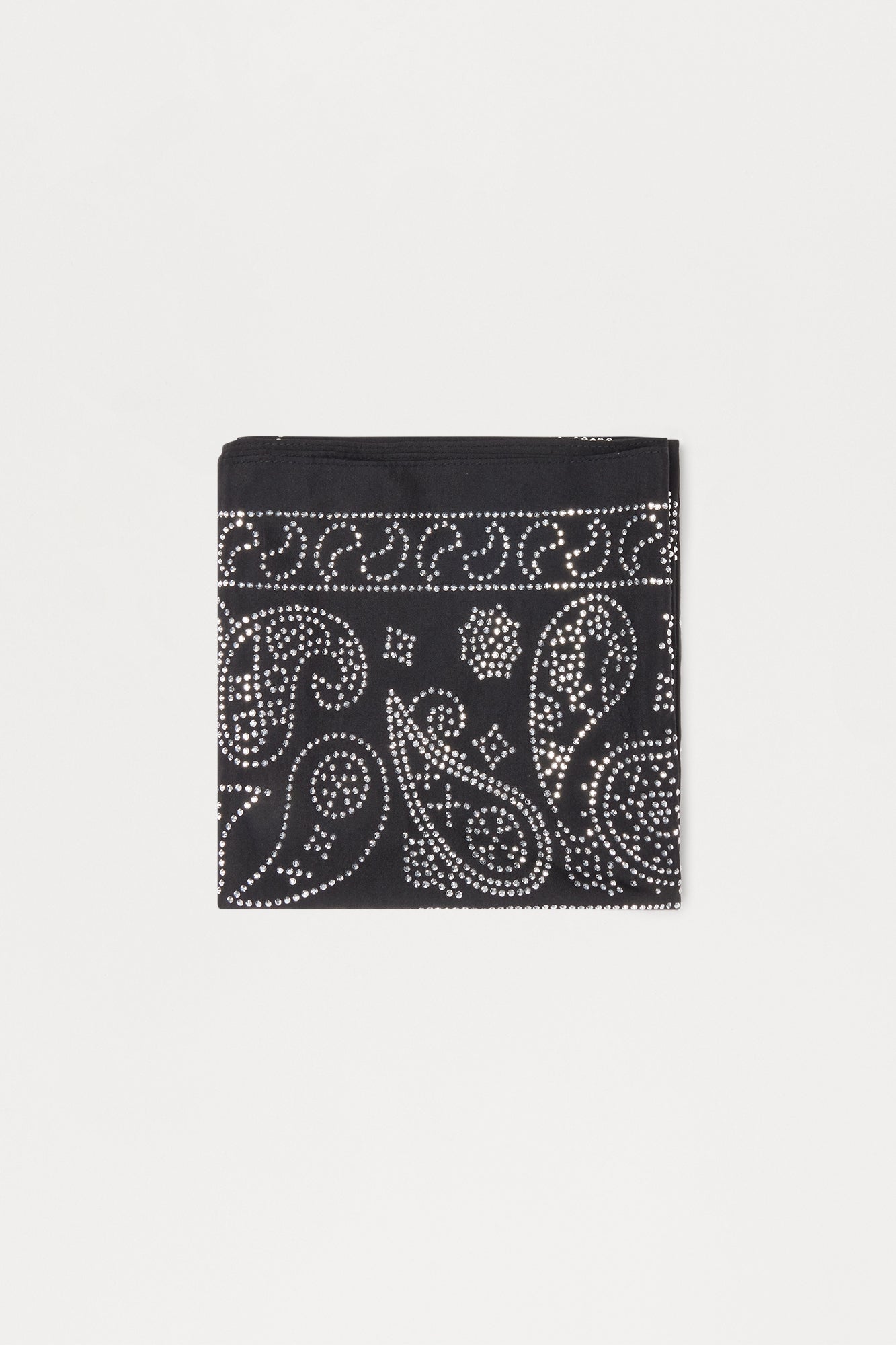 Rhinestone Embellished Paisley Bandana - Black