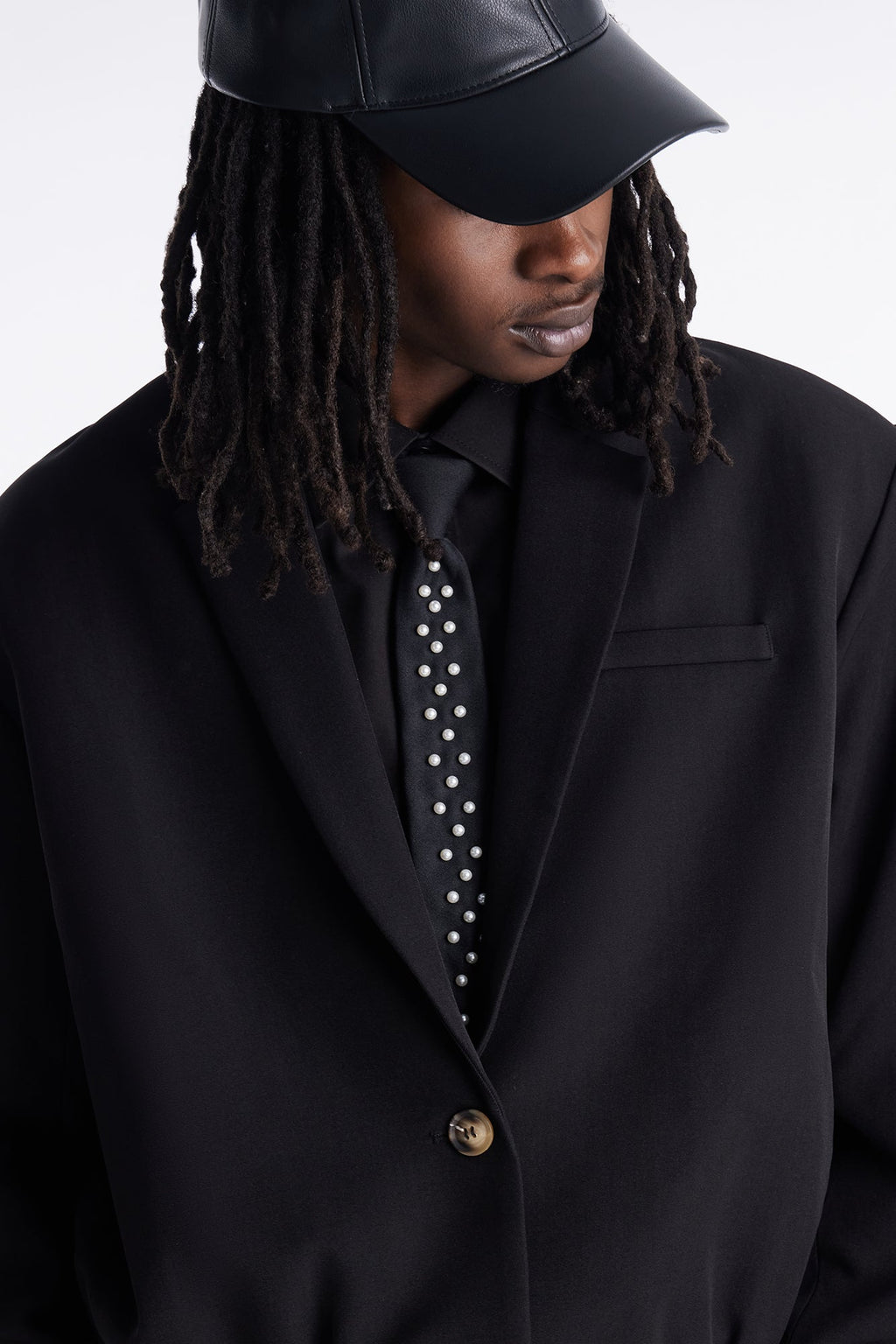 Cropped Strikeout Blazer Bomber Jacket - Black