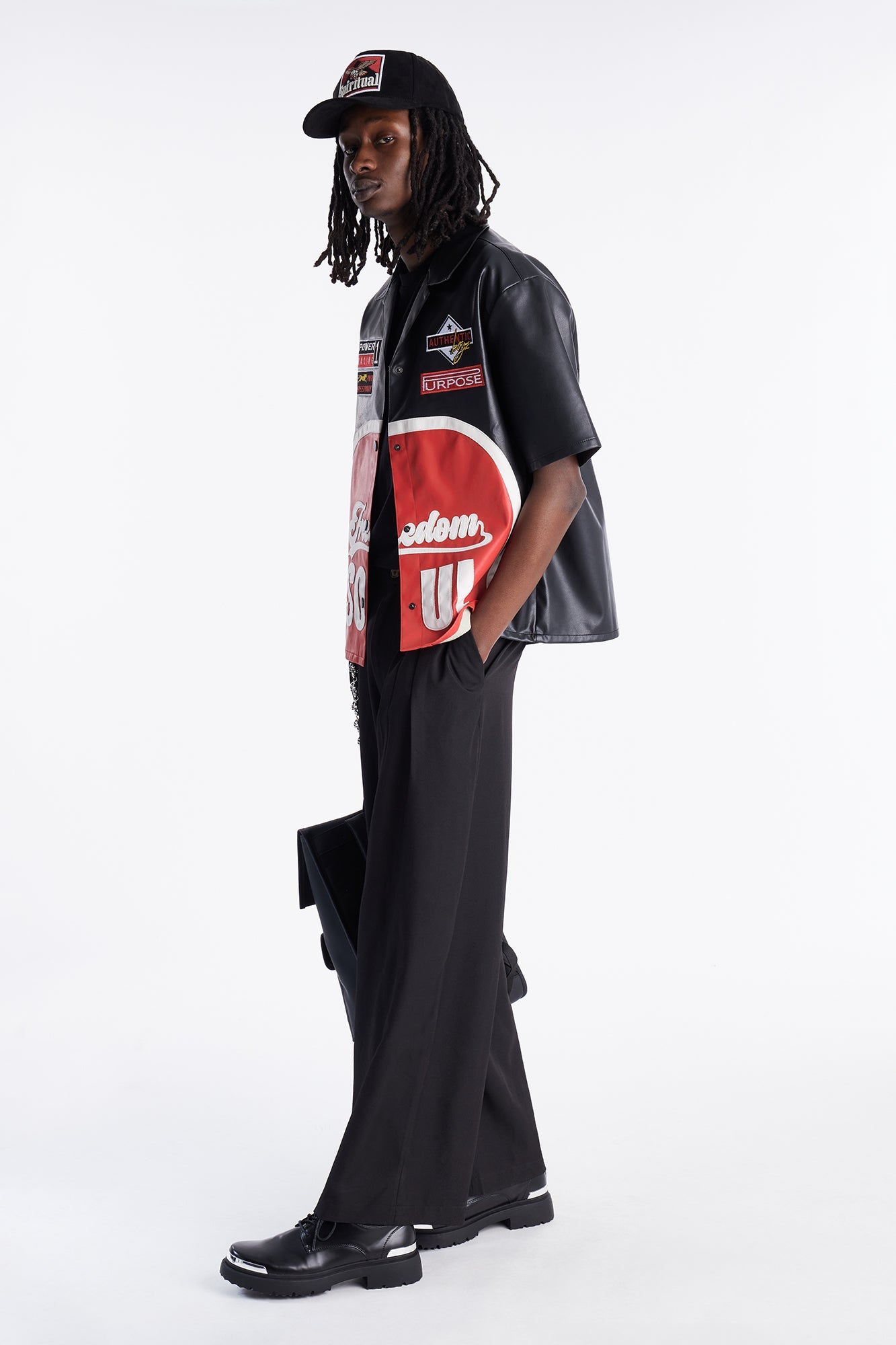 Freedom Soul Short Sleeve Cuban Shirt - Black