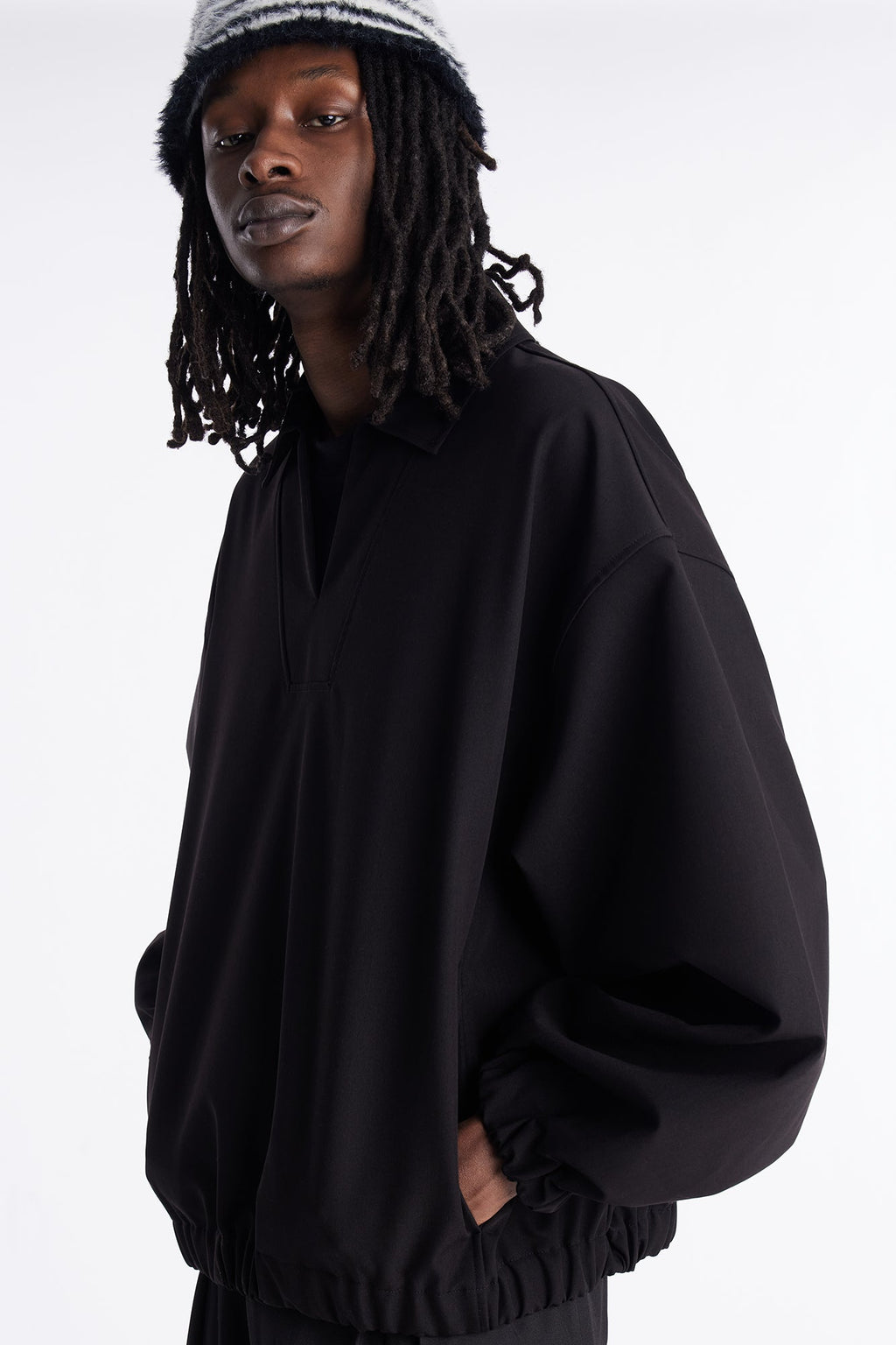 Relaxed Bold Flow Jacket - Black