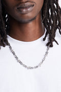 Iced Infinity Cross Link Necklace - Silver