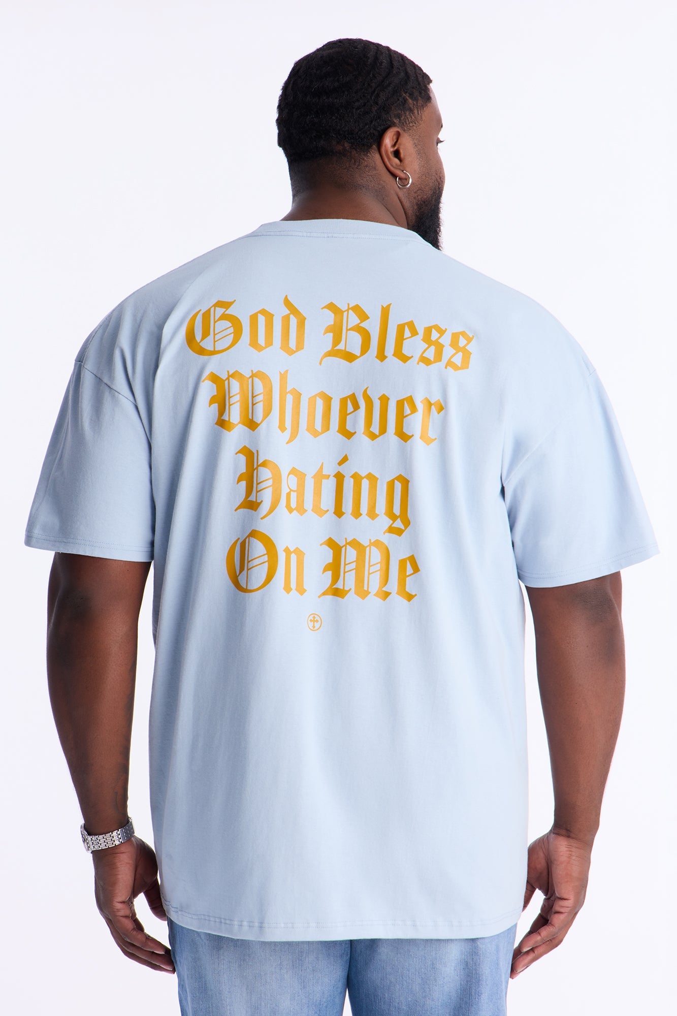 God Bless Whoever Hating On Me Short Sleeve Tee - Light Blue