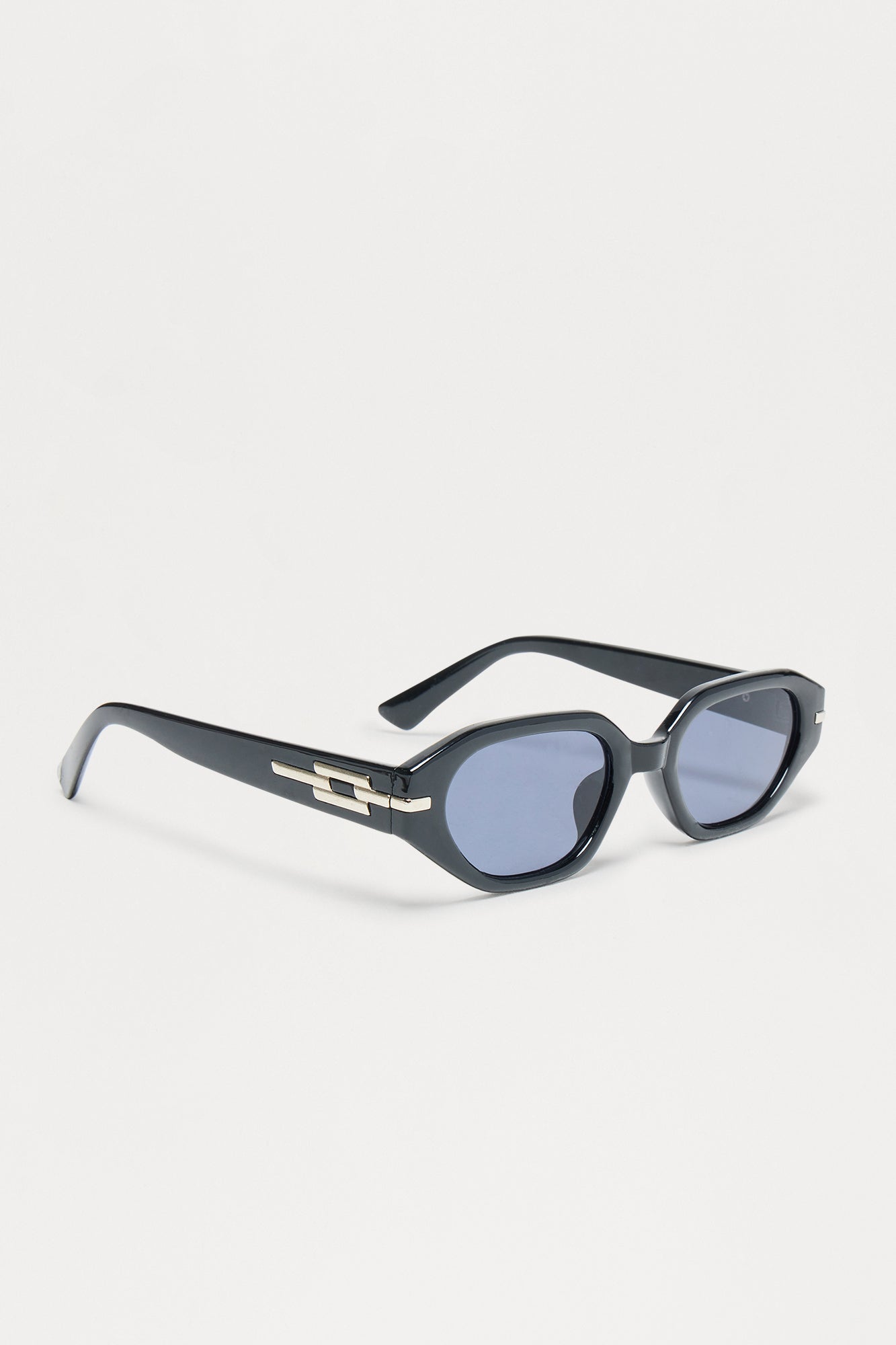 Abstract Detail Round Frame Sunglasses - Black