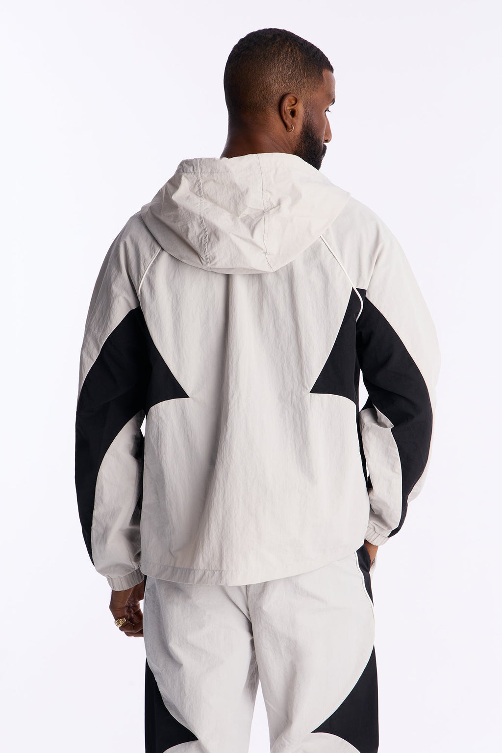 Relaxed Aura Coded Hooded Track Jacket - Silver