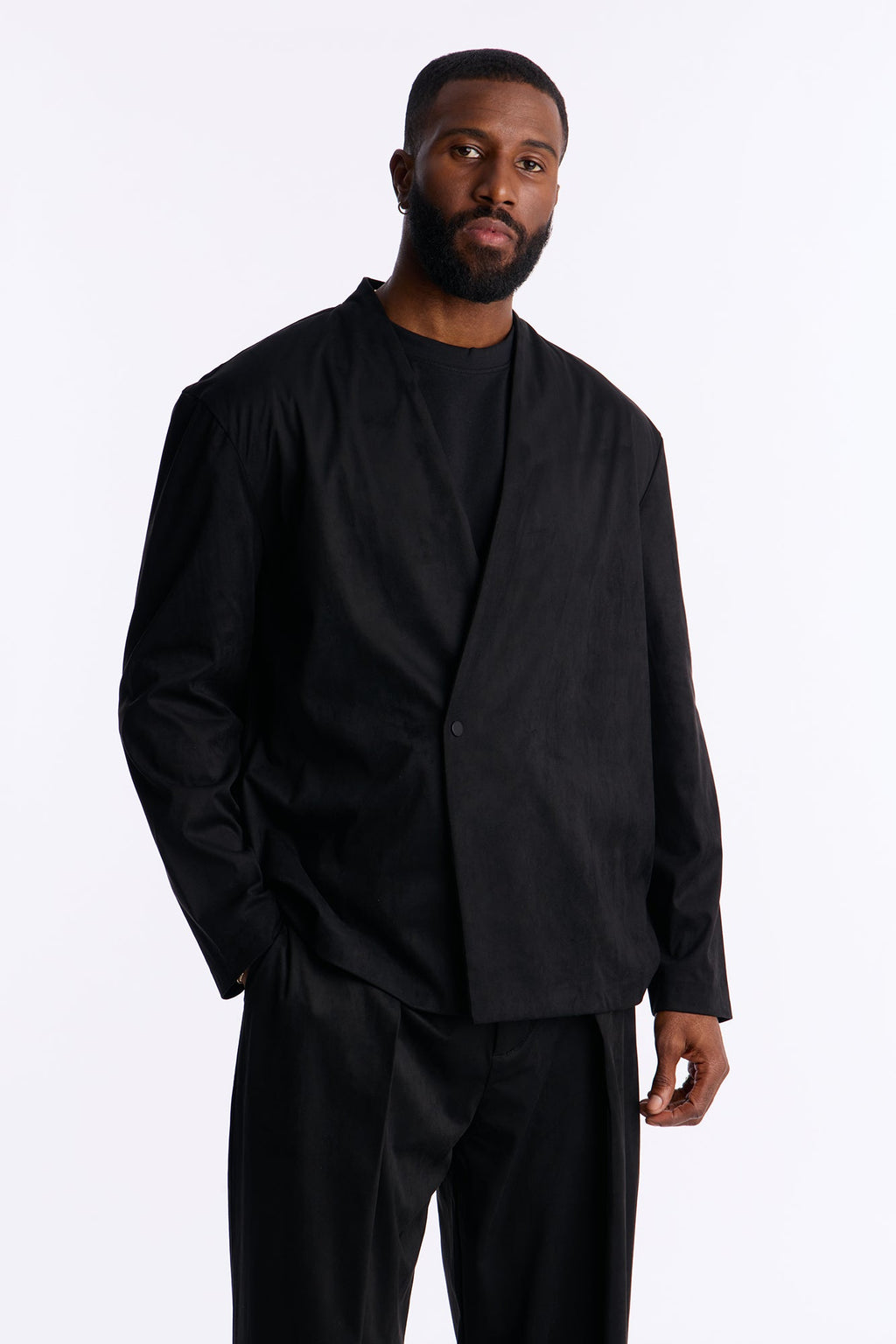 Relaxed New Money Suede Unlined Blazer - Black